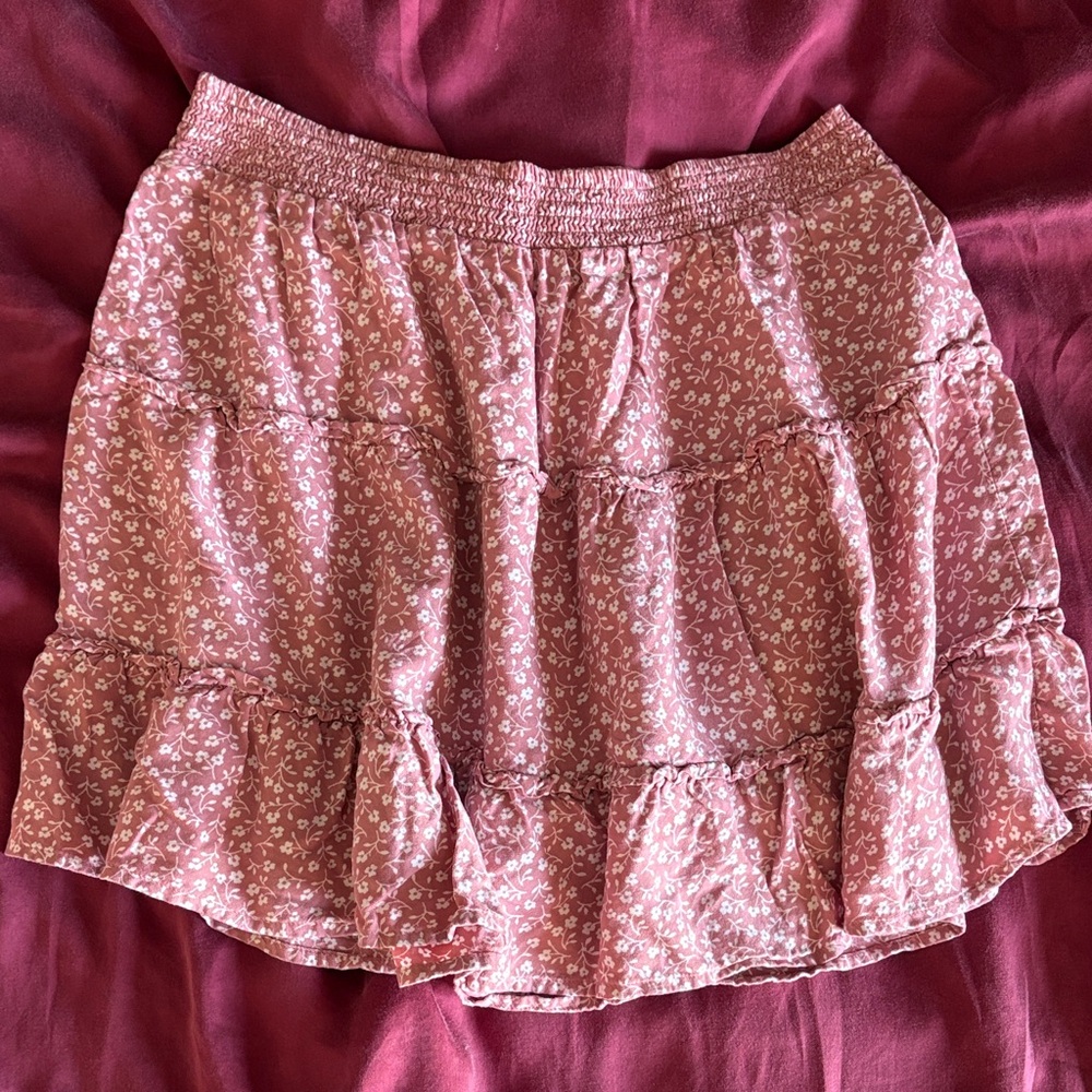 Hollister Pink Floral Mini Skirt